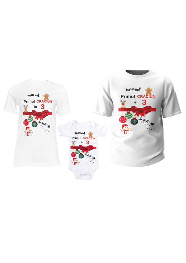 Set tricouri si body primul Crăciun în 3