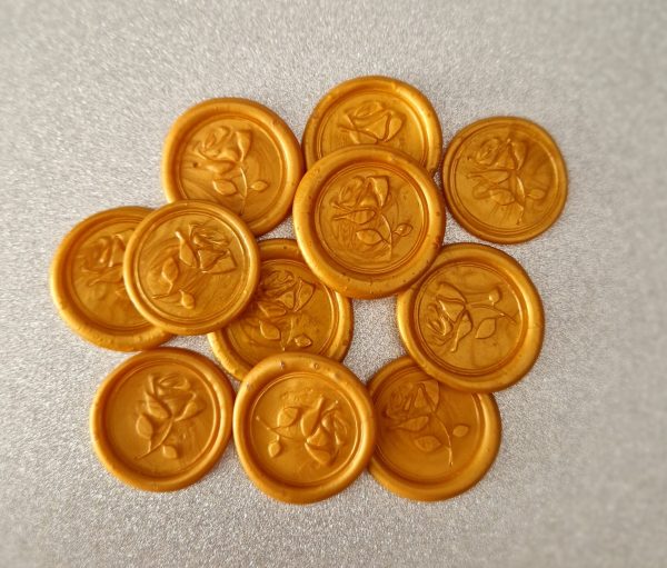 Sigilii de ceara realizate manual culoare gold set 20 buc. model ”Trandafir”