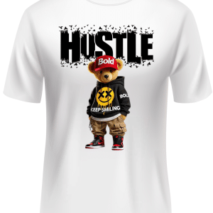 Tricou Personalizat Hustle cu Ursuleț Streetwear