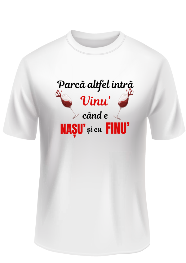 Tricou Personalizat cu Mesaj Amuzant – Nașu’ și Finu’ – Cadou pentru Evenimente