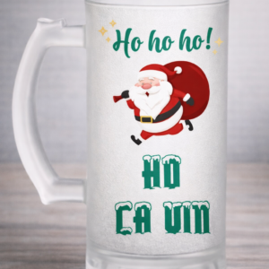 Halbă de bere Crăciun „Ho Ho Ho” – Cadou amuzant personalizat pentru prieteni
