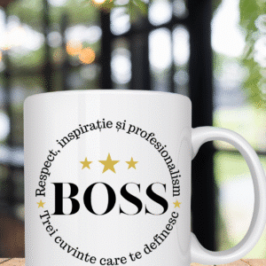 Cană Cadou BOSS – “Respect, inspirație și profesionalism”